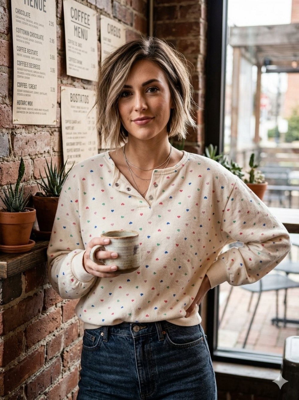 Vintage Heart Henley Sweatshirt